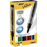 BIC Velleda Tank Rotuladores de Pizarra Punta Ancha para pizarra blanca – Colores Surtidos- Blíster de 4 Unidades…